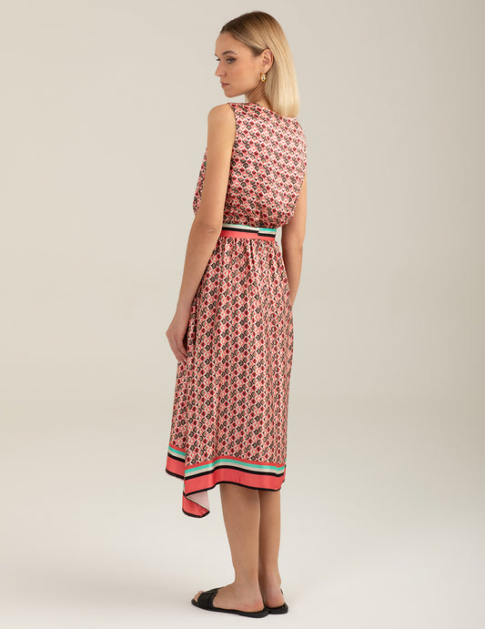 Abito lungo smanicato in raso - back - 002