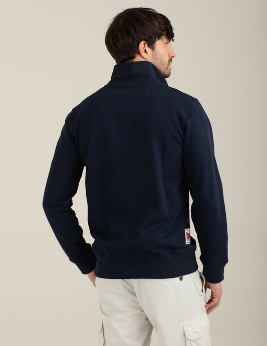 Full-Zip Sweatshirt with Stand Collar - back - 002