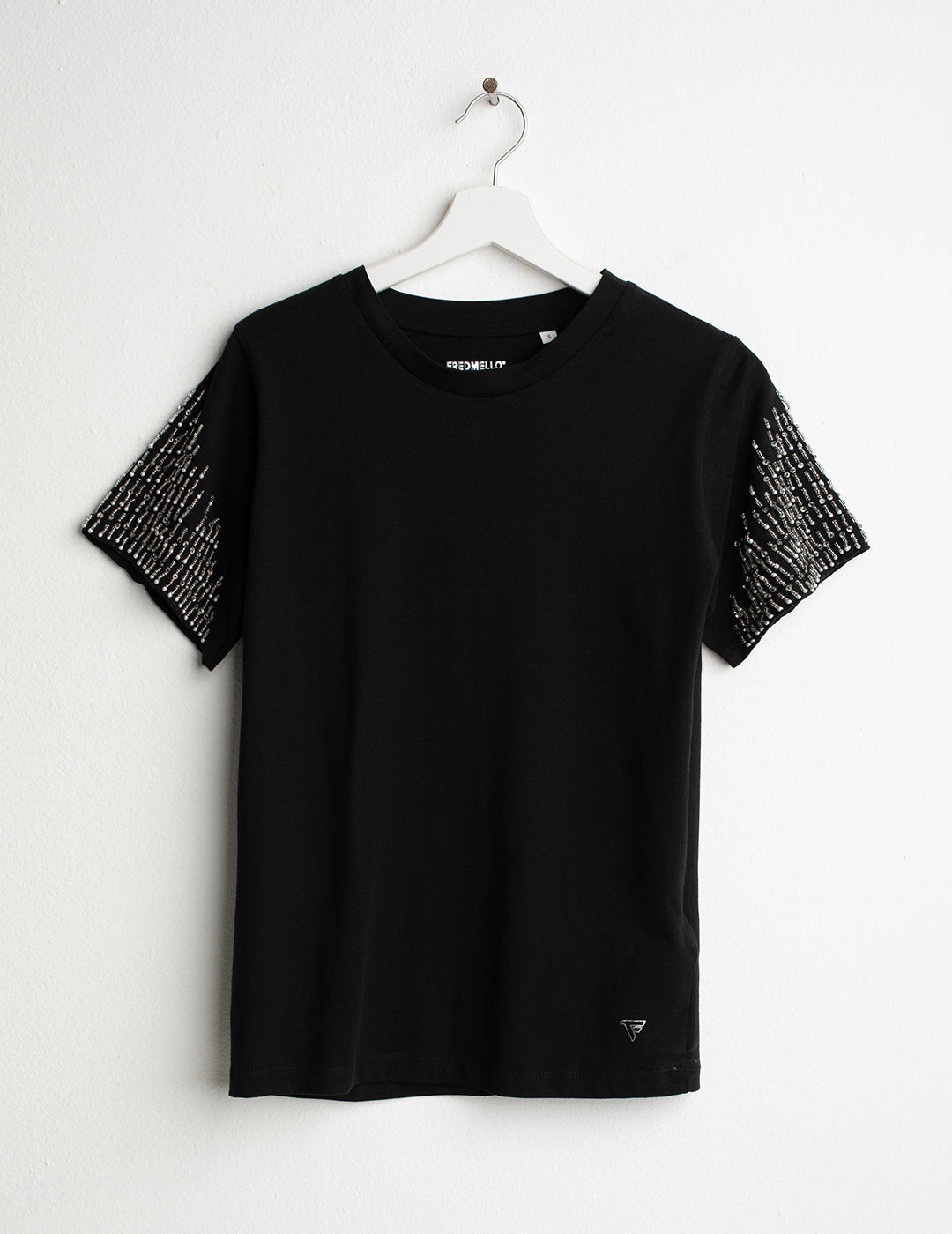 Crew Neck T-Shirt with Hand-Embroidered Beads woman black fw26s21tg cc-a0951 Crew Neck T-Shirt with Hand-Embroidered Beads
