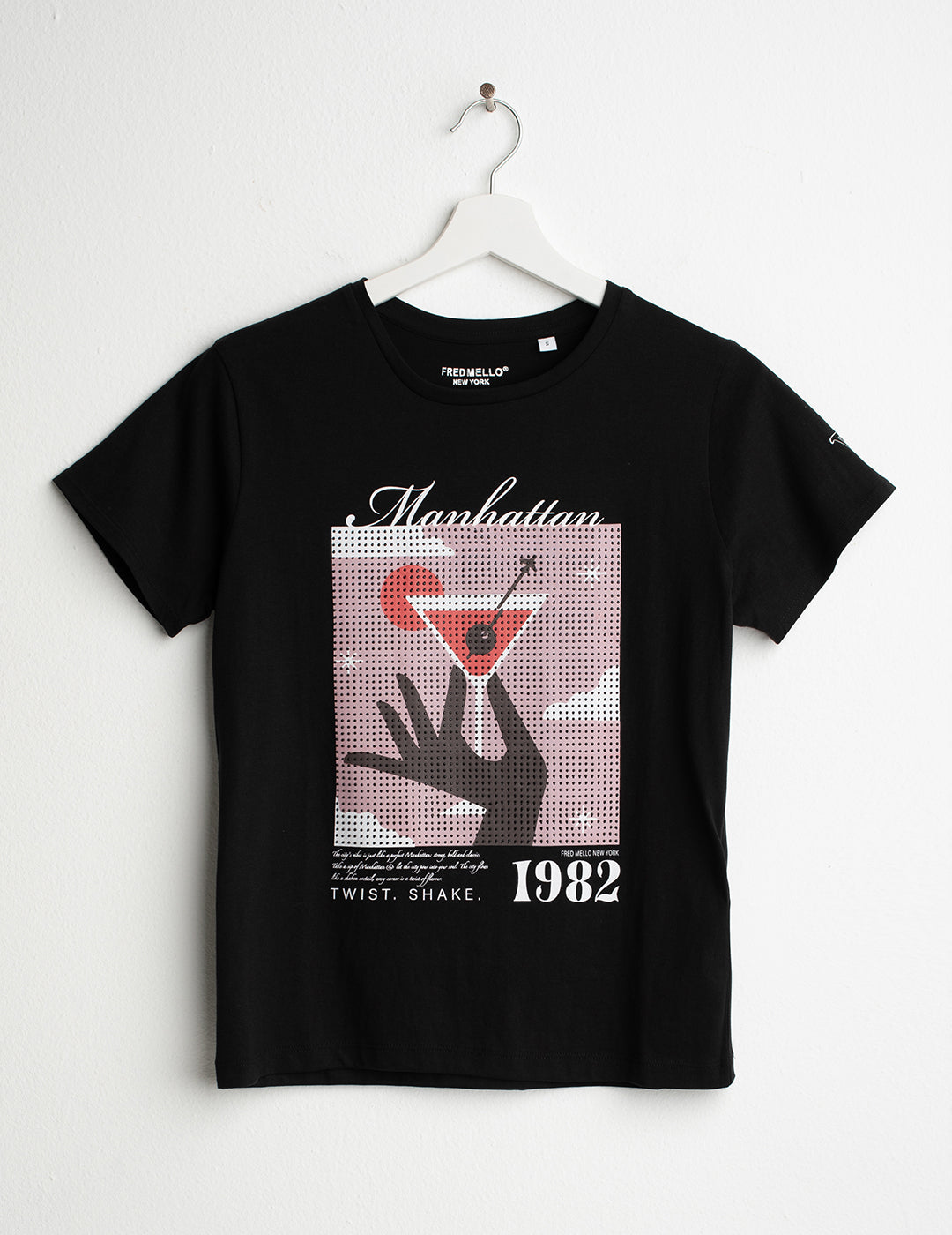Crew Neck T-Shirt with Graphic and Rhinestones woman black fw26s06tg cc-a0951 Crew Neck T-Shirt with Graphic and Rhinestones