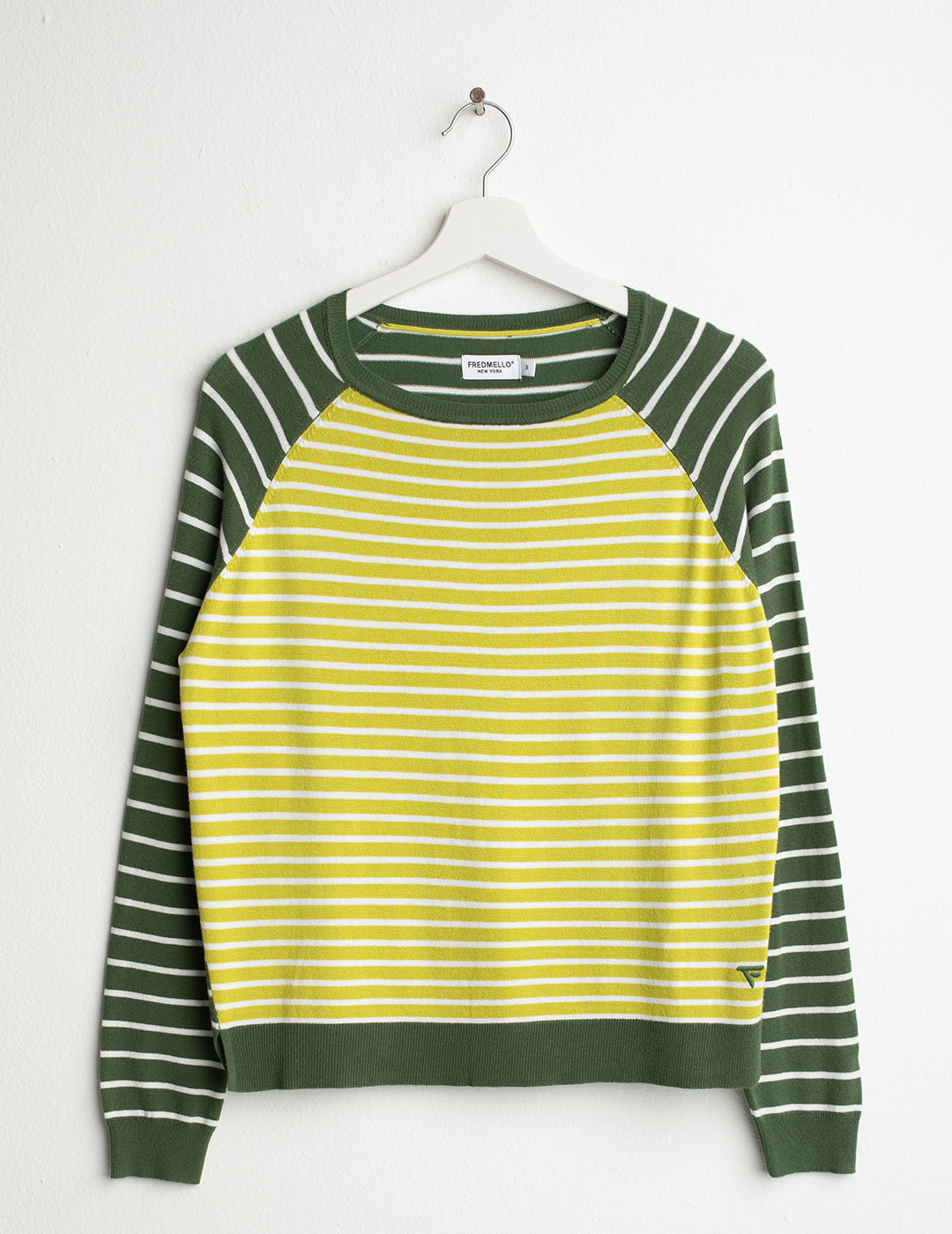 Long-Sleeve Raglan Crew Neck Knit with Stripes woman sage fw26s32mg cc-a0811 Long-Sleeve Raglan Crew Neck Knit with Stripes