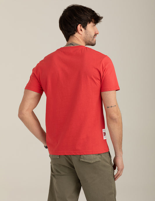 Crew Neck T-Shirt with Embroidered Graphic - back - 002