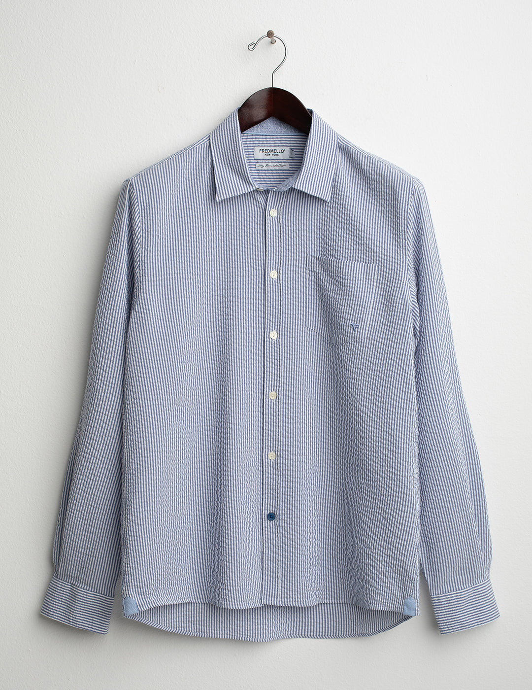 Camicia in seersucker uomo blue fm26s13ct cc-a0601 Camicia in seersucker