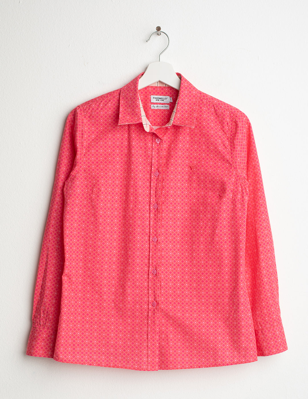 Camicia a manica lunga di cotone stampato donna coral fw26s25cs cc-a0202 Camicia a manica lunga di cotone stampato