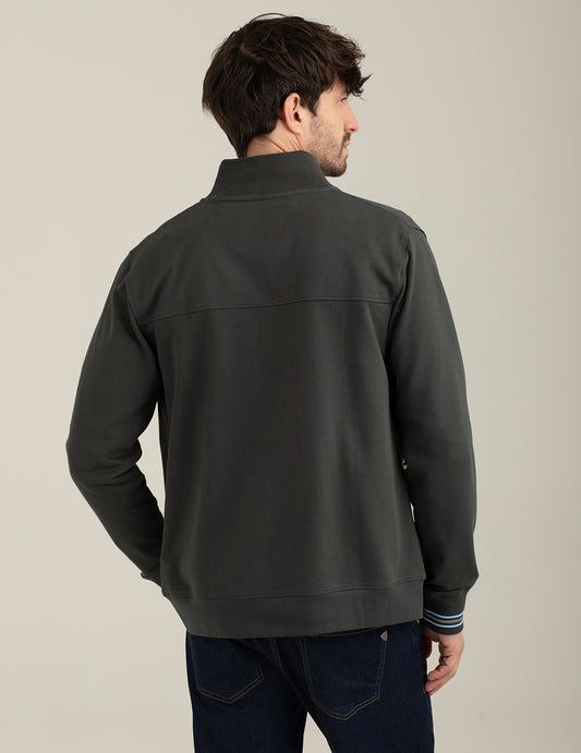 Felpa full zip con collo a listino - back - 002