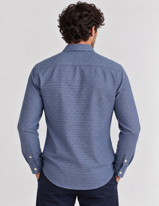 CAMICIA TINTOFILO JACQUARD CON DETTAGLI A CONTRASTO - back - 002