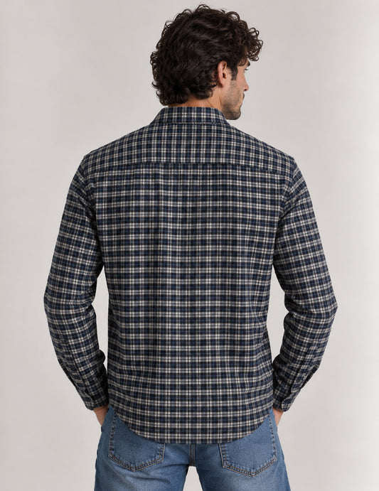 CAMICIA CHECK CON TASCHE APPLICATE E DETTAGLI A CONTRASTO - back - 002