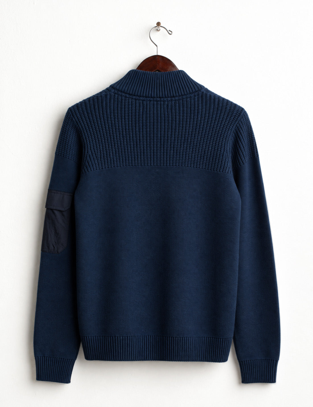 TRUCKER-STYLE SWEATER WITH CONTRAST NYLON DETAILS man blue fm26w09mm cc-a0601 MAGLIA M/L SEMI-APERTA UNITO MAN