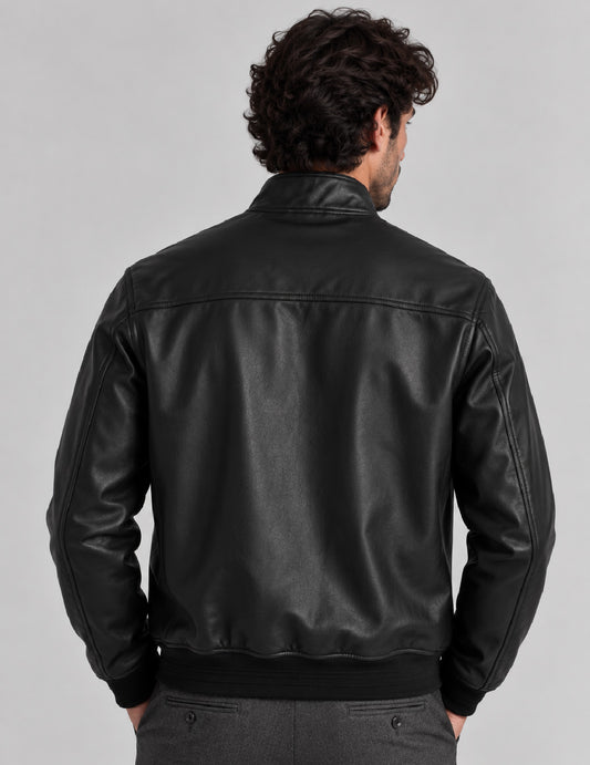 GIUBBOTTO IMBOTTITO EFFETTO PELLE - back - 002
