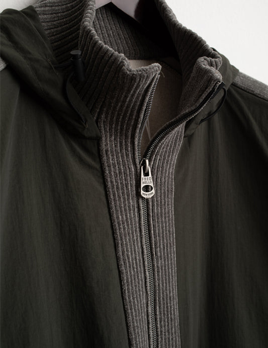 MAGLIA FULL ZIP IN CINIGLIA CON INSERTI IN NYLON - back - 002