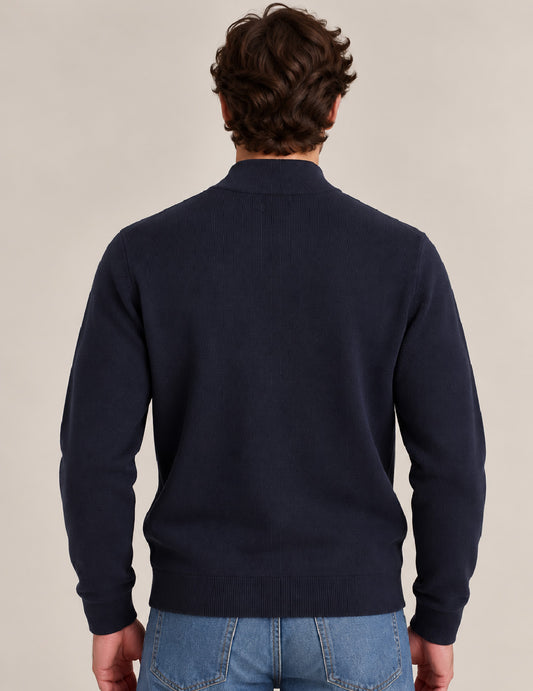 CARDIGAN FULL ZIP CON DETTAGLI A CONTRASTO - back - 002