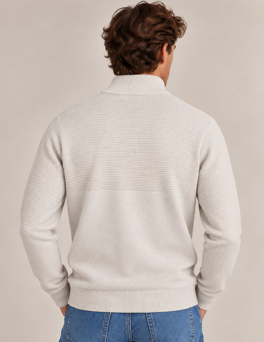 MOCK-NECK SWEATER WITH TEXTURED STITCH DETAILING - back - 002