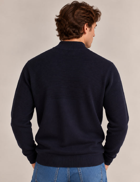 MOCK-NECK SWEATER WITH TEXTURED STITCH DETAILING - back - 002