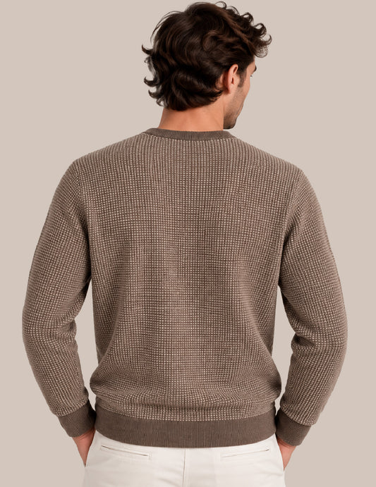 MAGLIA GIROCOLLO CON FANTASIA DI PUNTI A CONTRASTO - back - 002