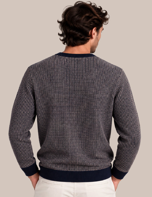 MAGLIA GIROCOLLO CON FANTASIA DI PUNTI A CONTRASTO - back - 002
