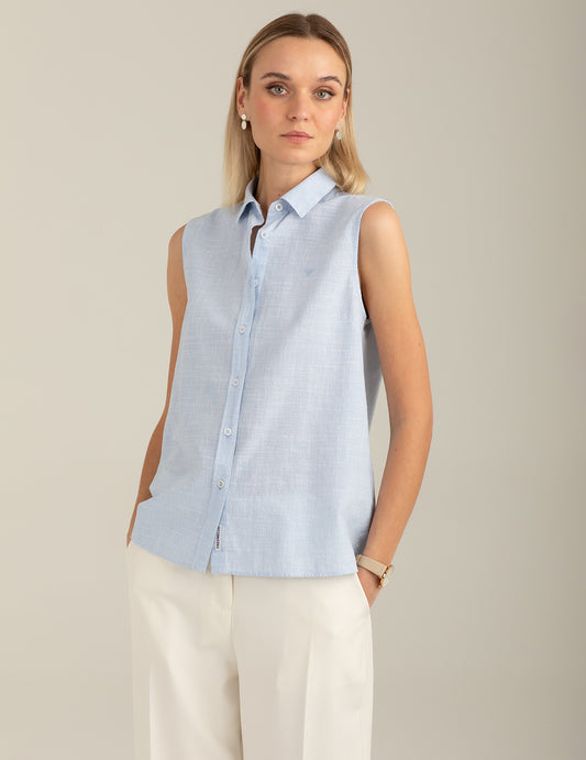Camicia smanicata a righe - back - 002