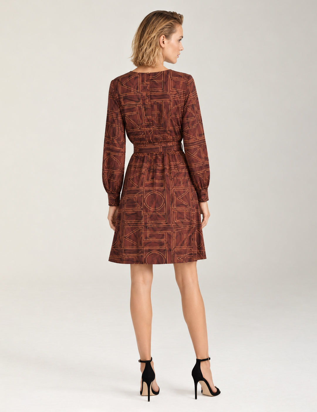 ABITO IN RASO STAMPATO CON CINTURA donna orange fw26w01as cc-a0201 ABITO M/L STAMPATO WOMAN