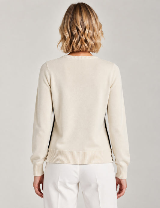 CREW-NECK SWEATER WITH CONTRAST DETAILS - back - 002