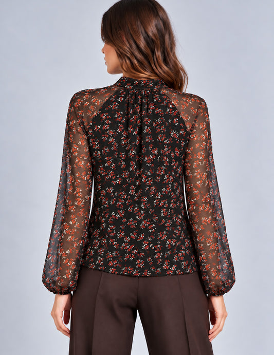 TOP COLLO COREANA IN GEORGETTE STAMPATA - back - 002