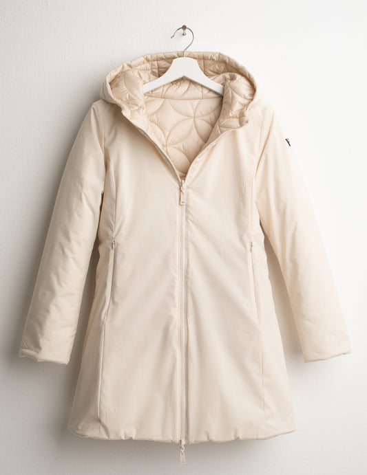 LONG REVERSIBLE HOODED PUFFER JACKET - back - 002