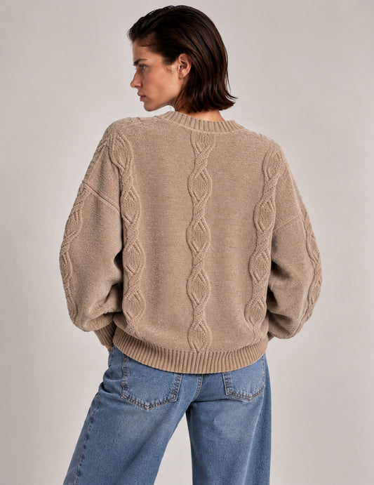 MAGLIA GIROCOLLO IN CINIGLIA CON LAVORAZIONE A TRECCE - back - 002