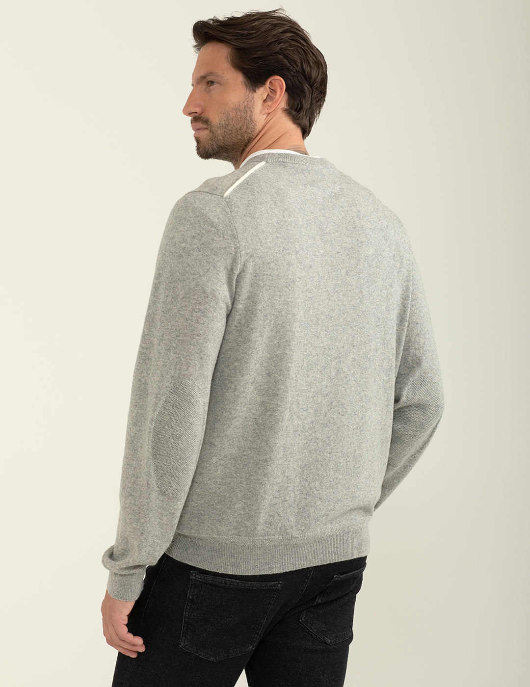 Maglia girocollo a maniche lunghe uomo ivory melange fm24w31mg cc-a0911 Maglia girocollo a maniche lunghe