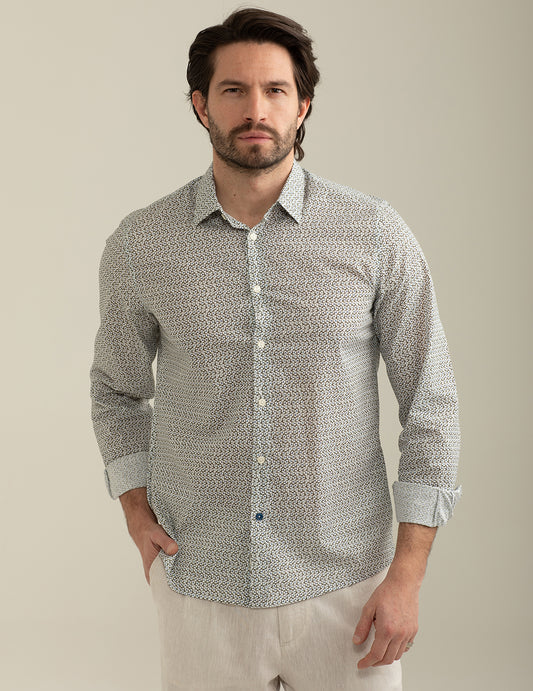 Voile Shirt Printed Allover man taupe fm25s11cs cc-a0114