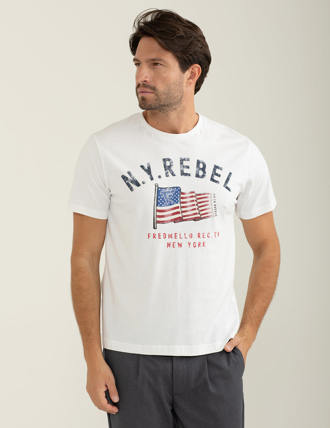 T-shirt girocollo a manica corta uomo white fm24w10tg cc-a0001 T-shirt girocollo a manica corta