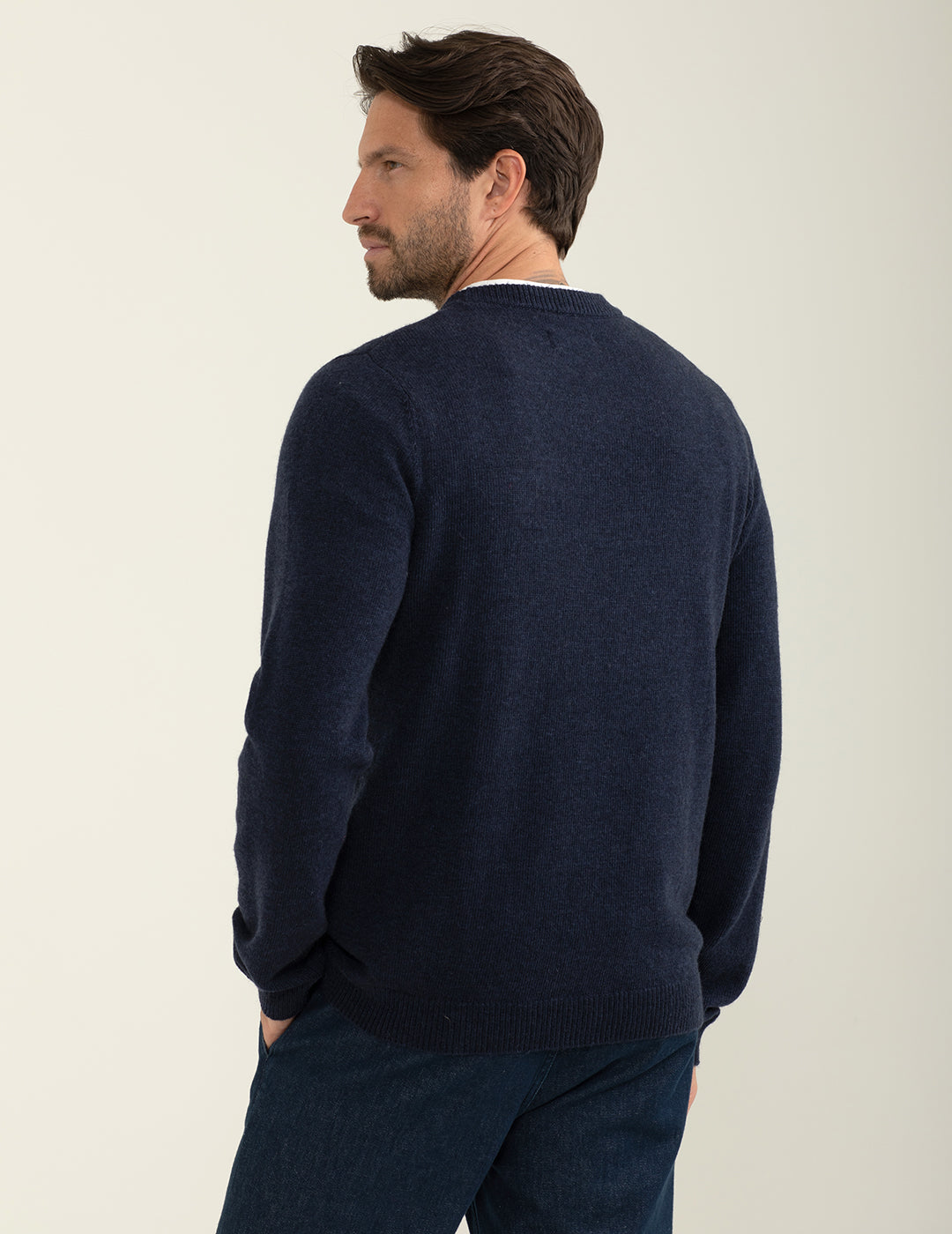 Maglia girocollo a maniche lunghe con intarsio uomo blue fm24w32mg cc-a0601 Maglia girocollo a maniche lunghe con intarsio