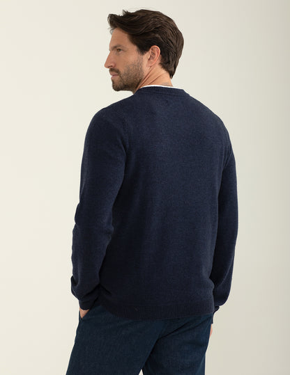 Maglia girocollo a maniche lunghe con intarsio