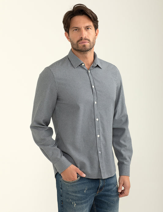 Camicia in flanella con fantasia stampata allover uomo blue fm24w12cs cc-a0601