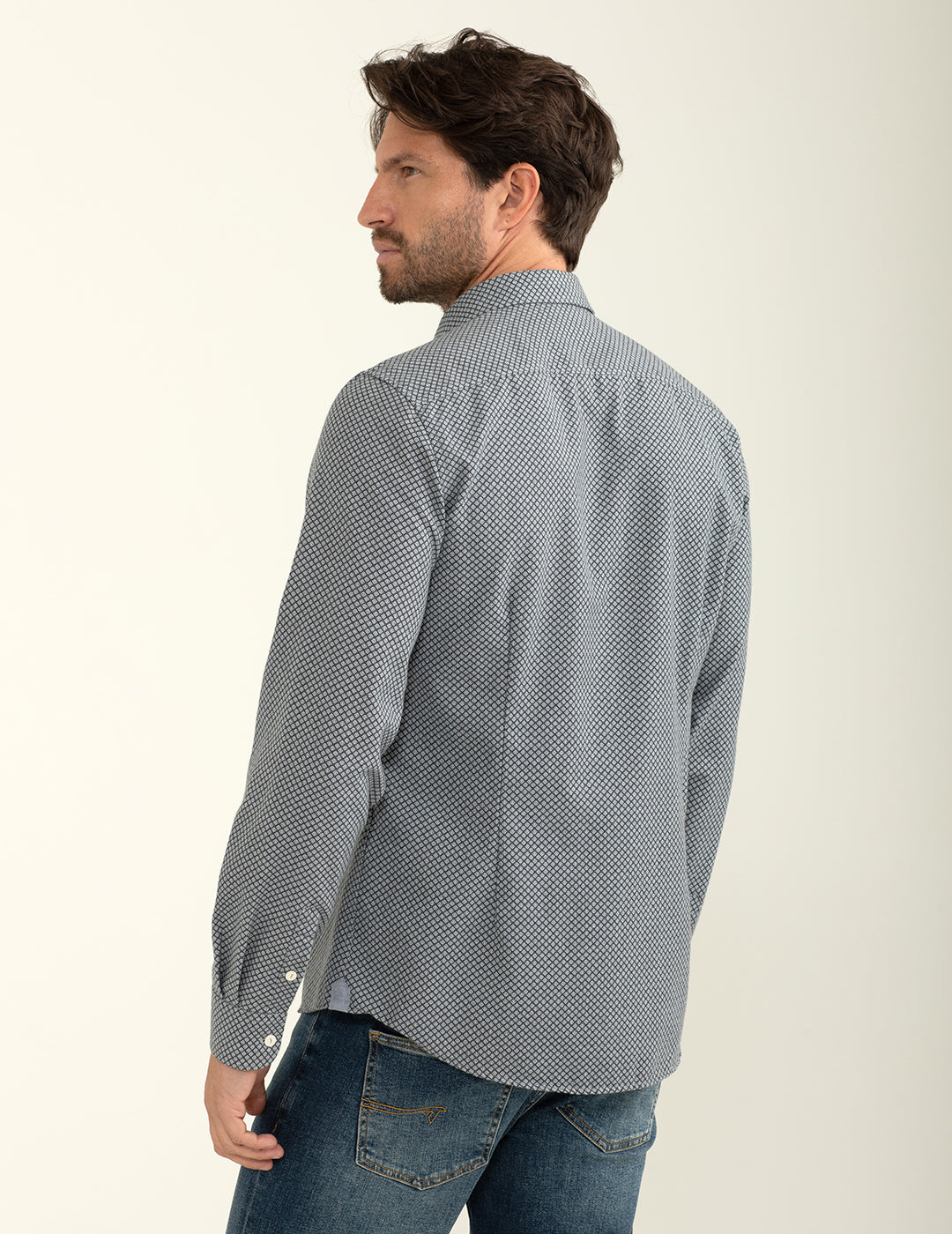 Camicia in flanella con fantasia stampata allover uomo blue fm24w12cs cc-a0601 Camicia in flanella con fantasia stampata allover