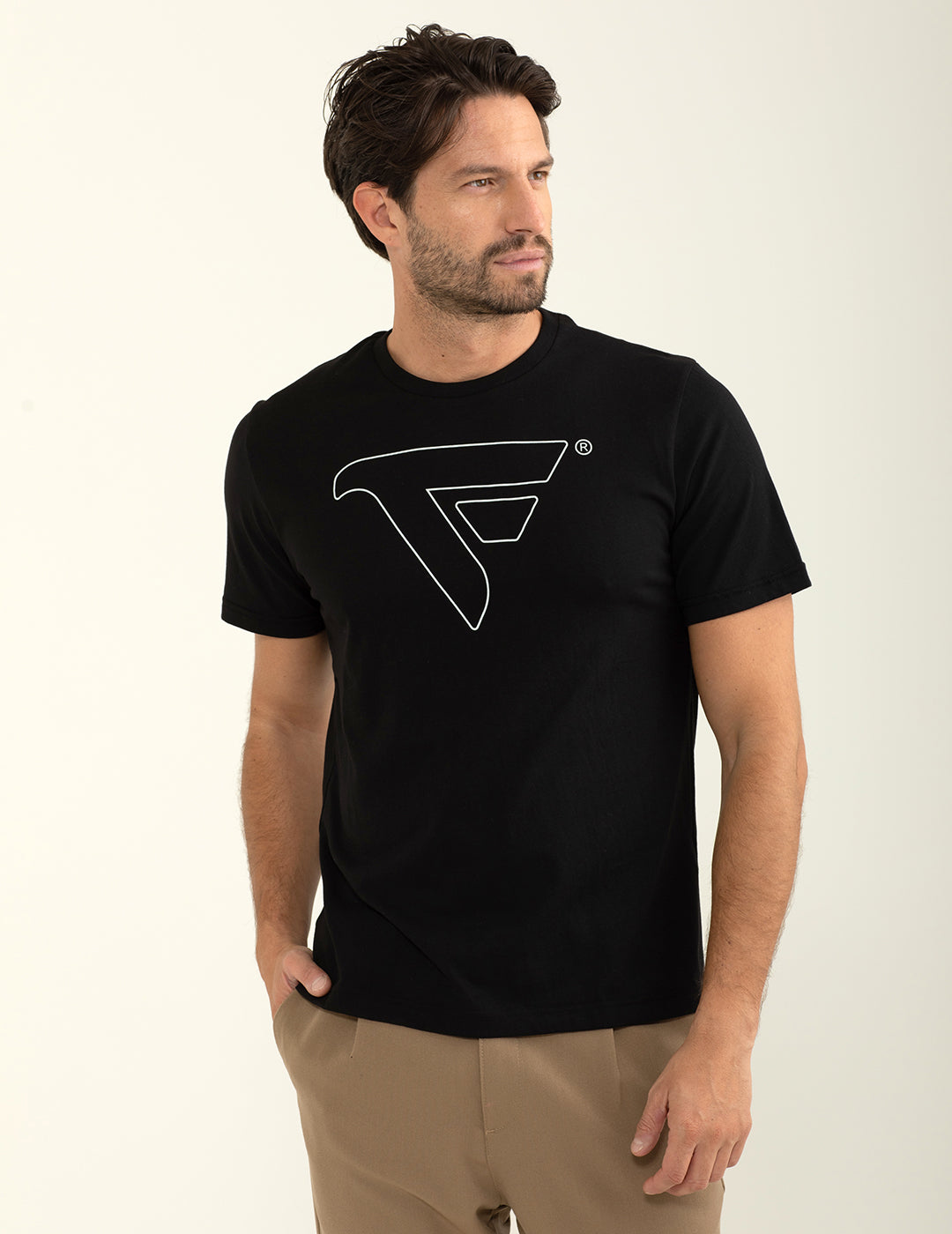 T-shirt girocollo a manica corta uomo black fm24w01tg cc-a0951 T-shirt girocollo a manica corta