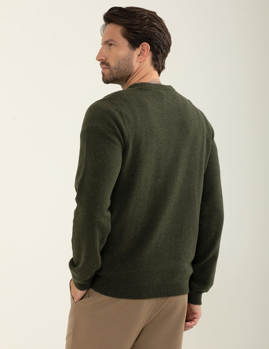 Maglia girocollo a maniche lunghe con intarsio - back - 002
