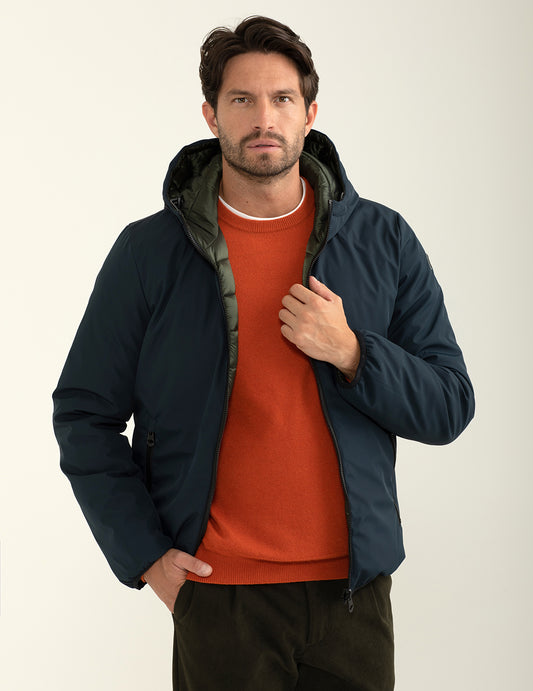 Giubbotto reversibile bicolore con cappuccio uomo blue fm24w12ku cc-a0601