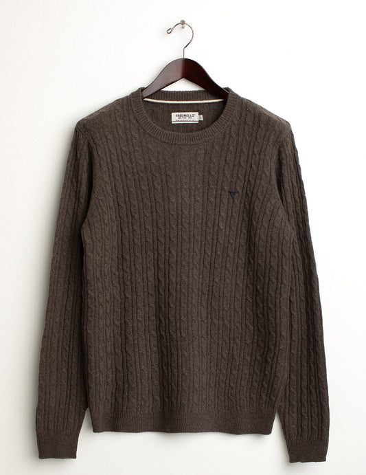 Maglia girocollo a maniche lunghe uomo mud melange fm24w33mg cc-a0108