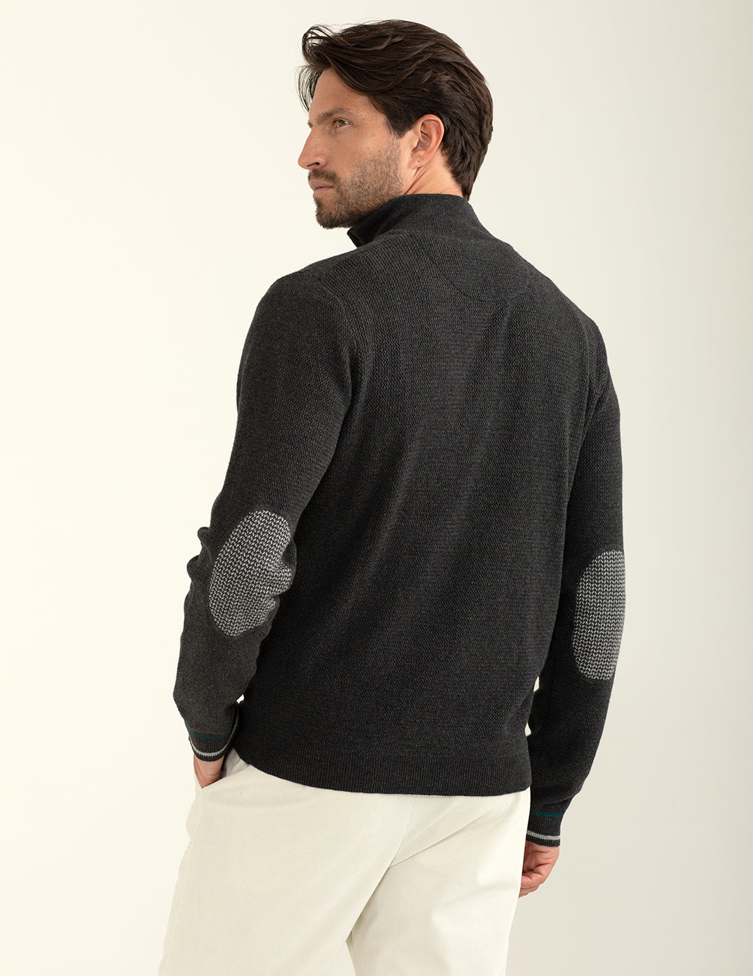 Maglia cardigan con zip e collo alto uomo antracite melange fm24w12mz cc-a0953 Maglia cardigan con zip e collo alto