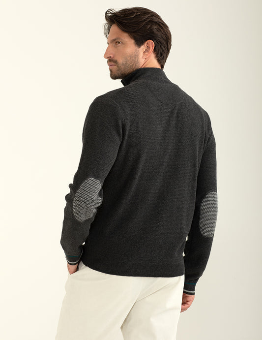 Maglia cardigan con zip e collo alto - back - 002
