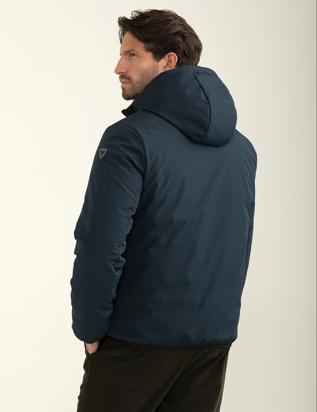 Giubbotto reversibile bicolore con cappuccio uomo blue fm24w12ku cc-a0601 Giubbotto reversibile bicolore con cappuccio