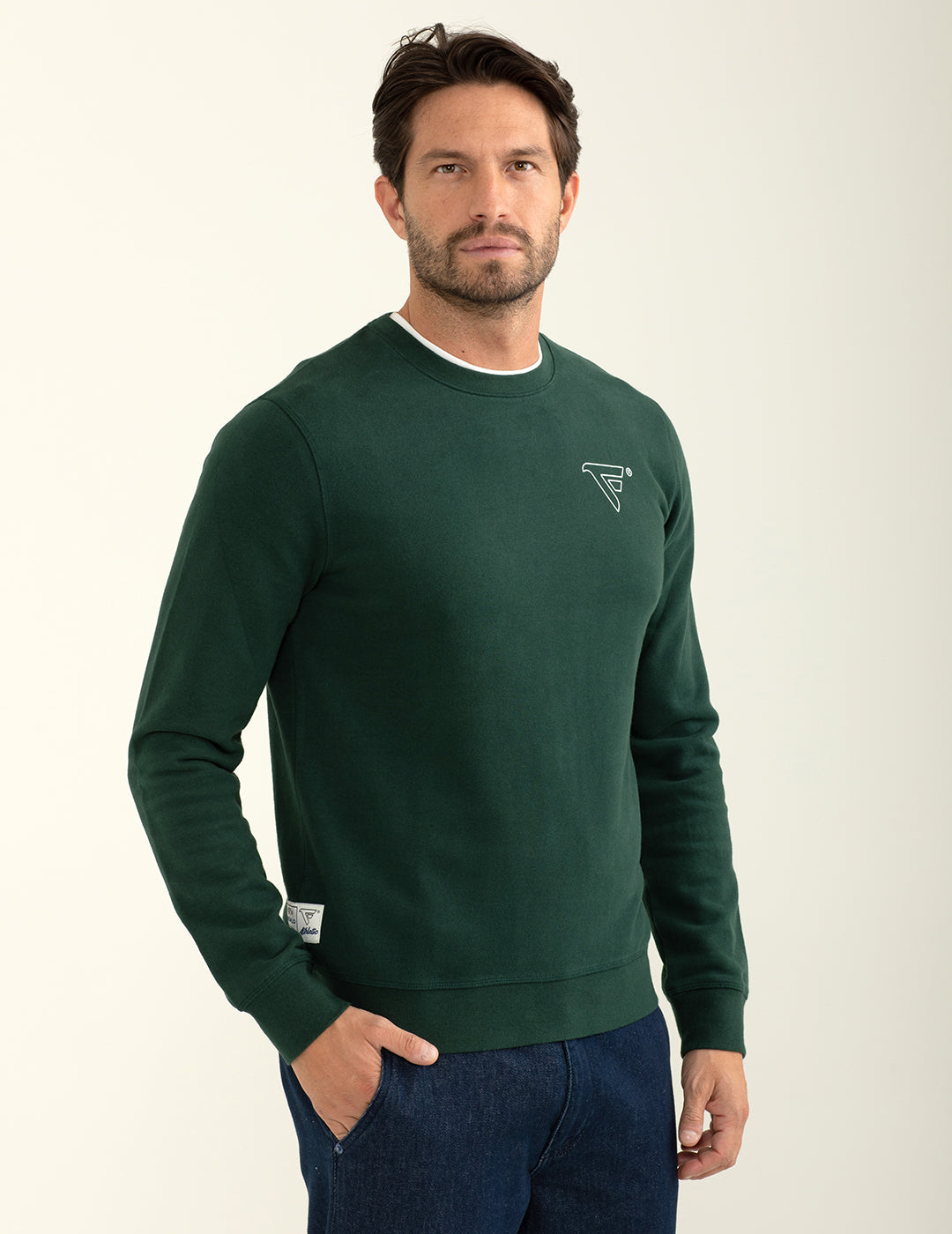 Felpa girocollo logo in outline stampato uomo forest fm24w02fg cc-a0806 Felpa girocollo logo in outline stampato
