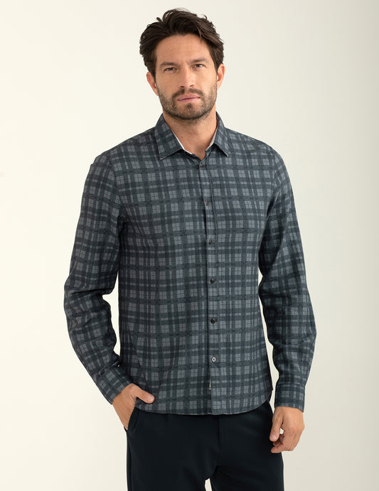 Camicia in herringbone con fantasia check stampata allover uomo gray fm24w13cs cc-a0902