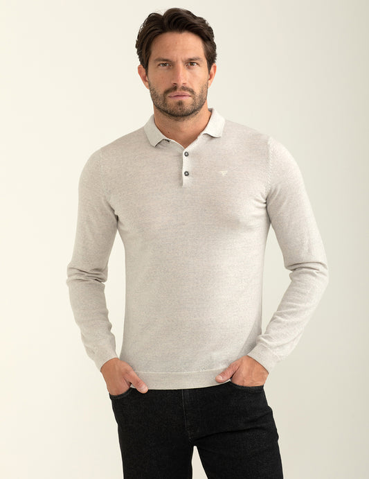 Polo in maglia a maniche lunghe uomo ivory fm24w02ma cc-a0910