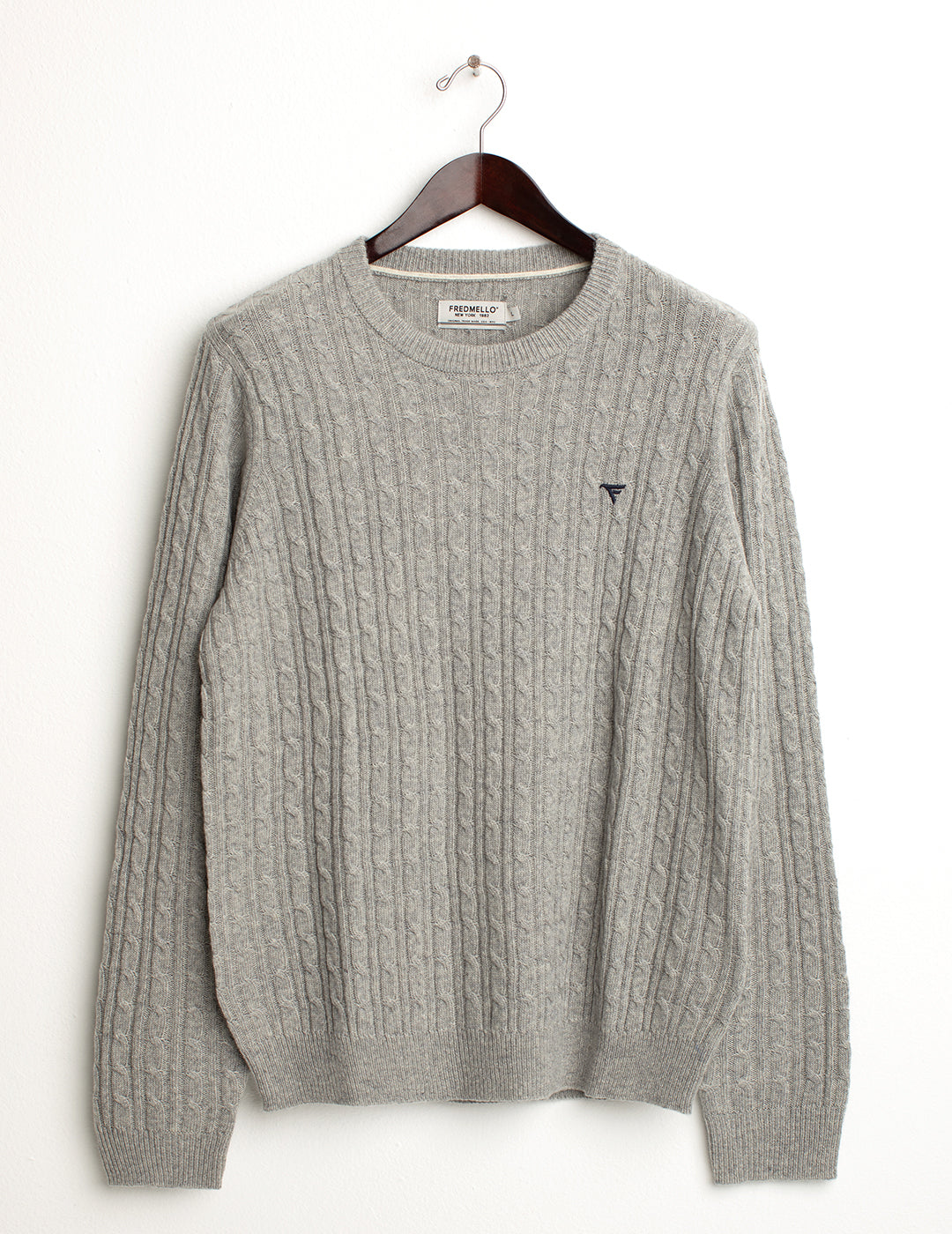 Maglia girocollo a maniche lunghe uomo ivory melange fm24w33mg cc-a0911 Maglia girocollo a maniche lunghe