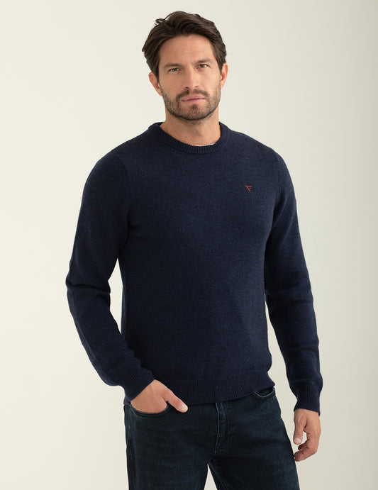 Maglia girocollo in lambswool e poliammide uomo blue fm24w34mg cc-a0601