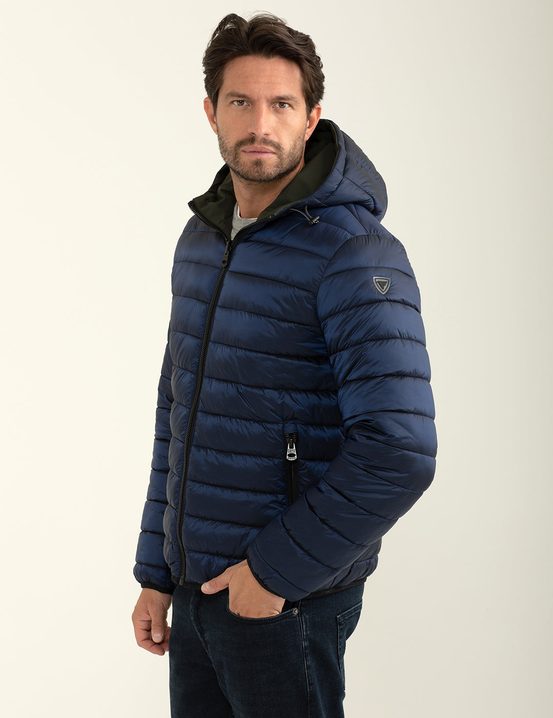 Giubbotto reversibile bicolore con cappuccio uomo army fm24w12ku cc-a0804 Giubbotto reversibile bicolore con cappuccio