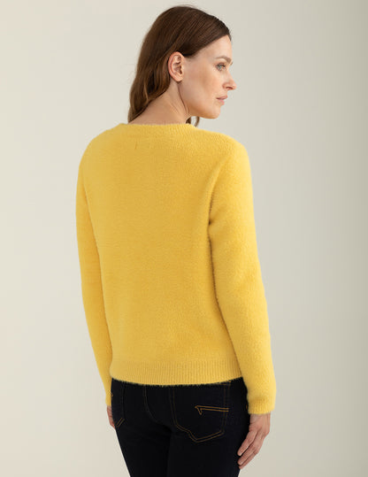 Maglia girocollo con filato effetto pelliccia
