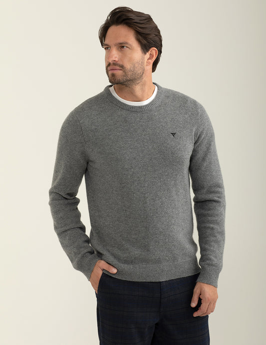 Maglia girocollo in lambswool e poliammide uomo gray melange fm24w34mg cc-a0901