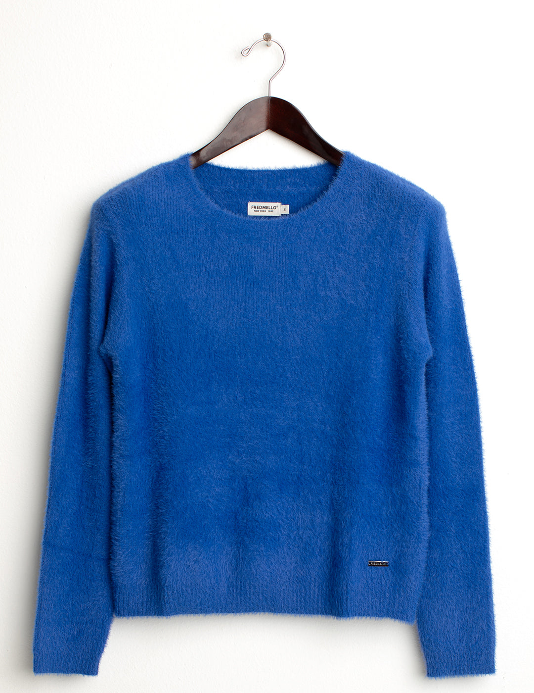 Maglia girocollo con filato effetto pelliccia donna bluette fw24w08mg cc-a0606 Maglia girocollo con filato effetto pelliccia