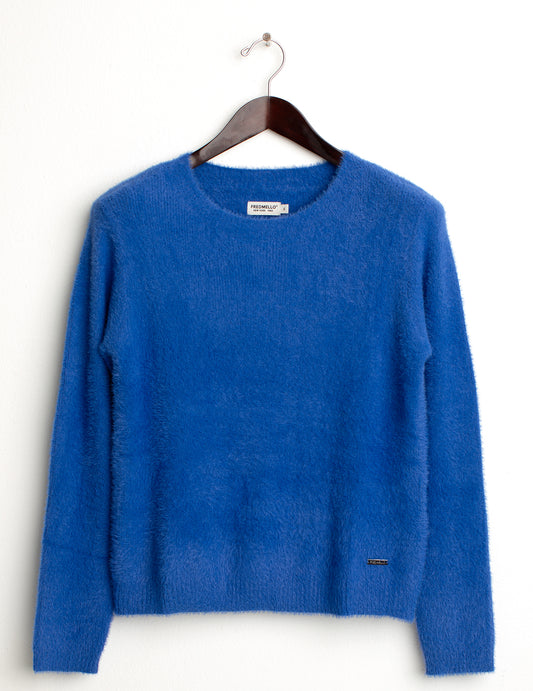Maglia girocollo con filato effetto pelliccia donna bluette fw24w08mg cc-a0606