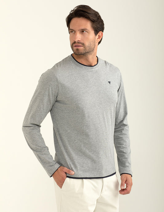 T-shirt girocollo a manica lunga uomo gray melange fm24w03tg cc-a0901